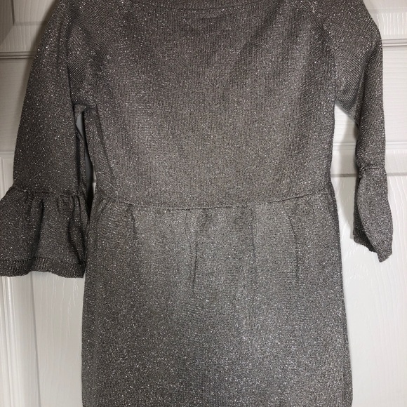 Takeout Girls Silver Glitter Bell Sweater Sz M - Picture 2 of 5